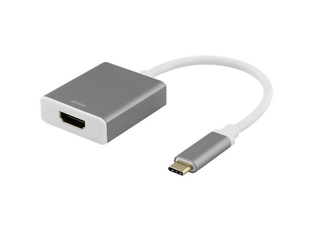 USB-C 3.1 han -HDMI 2.0 hun adapter, grå UltraHD 60Hz, HDCP 2.2, 7.1 surround