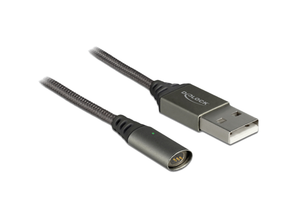 DeLOCK Magnetisk USB-ladekabel 1m, stoffkledd, kun lading