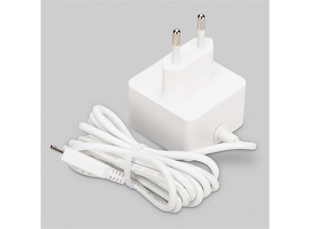 Raspberry Pi micro-USB AC-adapter, Hvit hvit, EU-plug, 5,1V @ 2,5A, 1,5m ledning