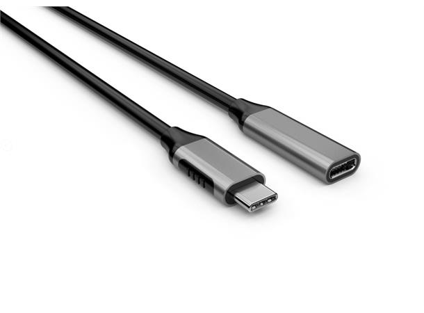 Elivi USB C til C Skjøt 0,7 meter M/F, Svart/Space Grey, 10gbps/100W