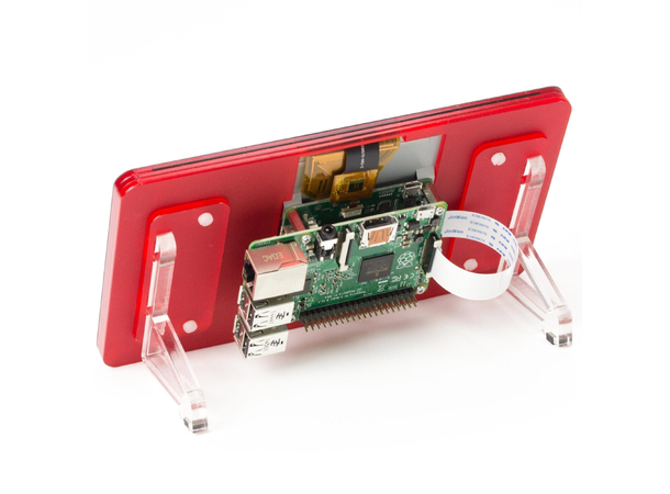 Ramme til Raspberry Pi 7" touch-skjerm Rød, åpen løsning bak => passer alle Pi