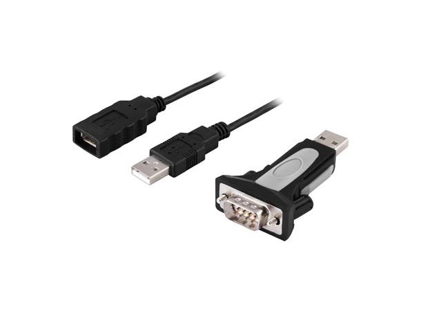 USB-seriell adapter RS-232 DB9 output inkl 0,7 m forlengningskabel