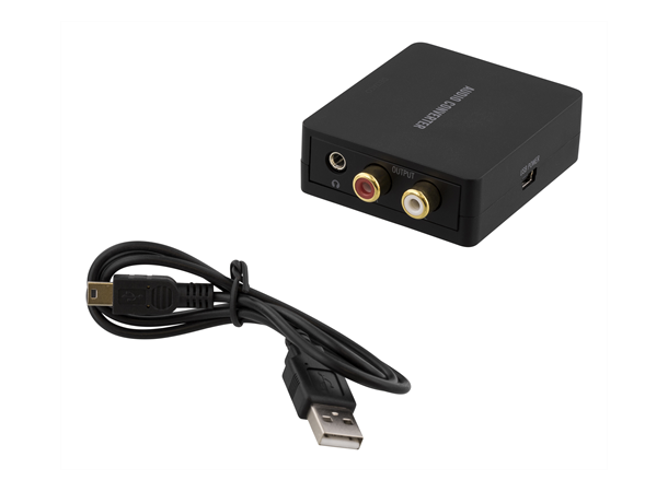 Audio konverter Digital->Analog S/PDIF & koaxial til 2xRCA og 3,5mm