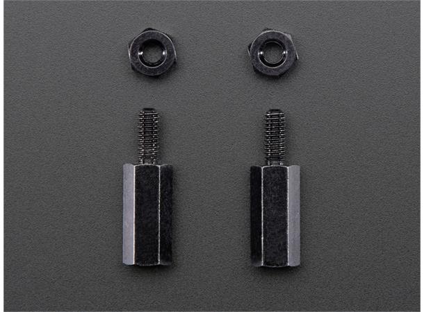 Brass M2.5 Standoffs (16mm) for Pi HATs Black Plated - Pack of 2