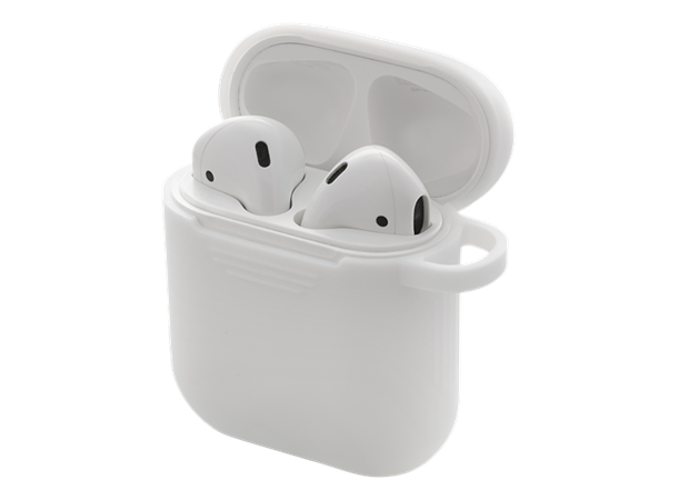 DELTACO AirPods Silicone Case Soft, keychain loop, grip friendly,white