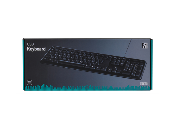 Deltaco USB-tastatur, svart Nordisk layout, 1,1m ledning