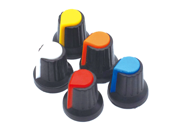 Skruknotter for regulatorbryter, 25 stk. 5 farger, innvendig diameter 6 mm
