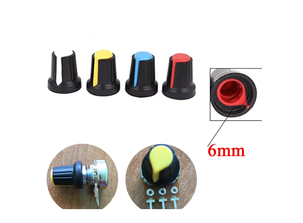 Skruknotter for regulatorbryter, 25 stk. 5 farger, innvendig diameter 6 mm