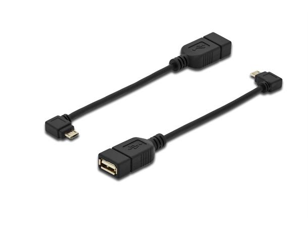 Vinklet USB micro-B OTG-adapter Micro B hann - OTG (A hunn), 0,1m, svart
