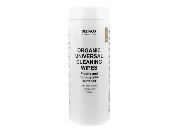 DELTACO Organic Screen Cleaning Wipes 200x175mm, 60 napkins, Orange scent