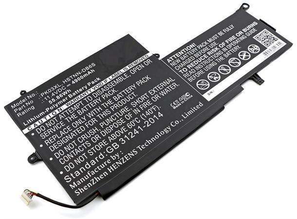 Erstatningsbatteri for div. HP Spectre 56Wh 3Cells Li-Pol 11.4V 4.9Ah Black