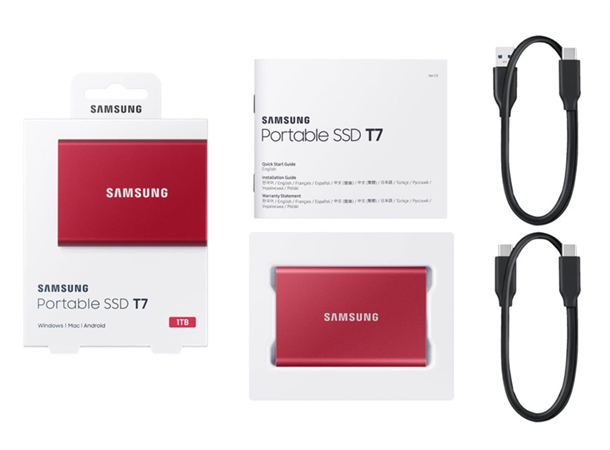 Samsung T7 1TB Metallic Red portable SSD USB-C (3.2 Gen.2) , up to 1050/1000MB/s