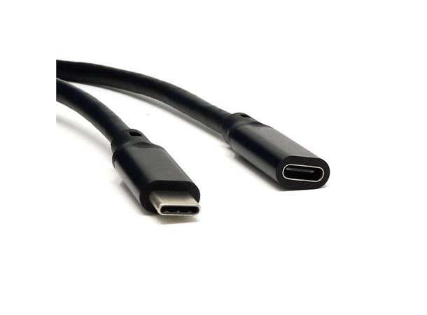 USB-C han-hun forlengerkabel, 3m, svart 3m, USB 3.1 Gen 2, 100W