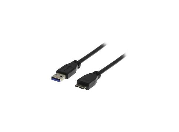 USB 3.0 kabel A - micro-B M/M 1m 1m, USB til Micro USB, sort kabel