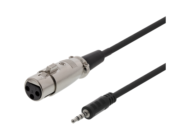 DELTACO XLR(F) to 3,5mm(M) adapter, 1,5m 4-pins 3,5mm-plugg, svart