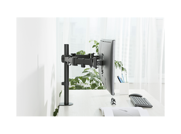Deltaco Office bordfeste for 2 skjermer max 2x27", 8kg pr arm, VESA 75/100