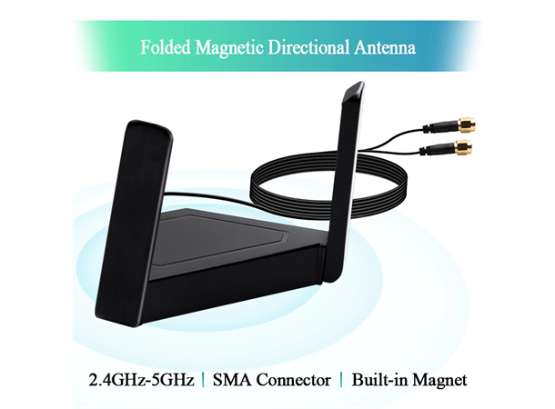 Dual Band AC/AX WLAN antenne, RP-SMA Foldbar, Rundstrålende, 1,2 m kabel