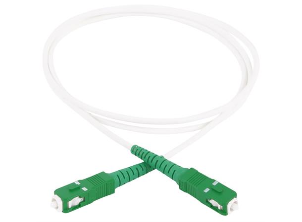 Fiberkabel SC/APC-SC/APC, Hvit, 0,5m 0,5m, "Abonnentsnor", 9/OS2, grønn plugg