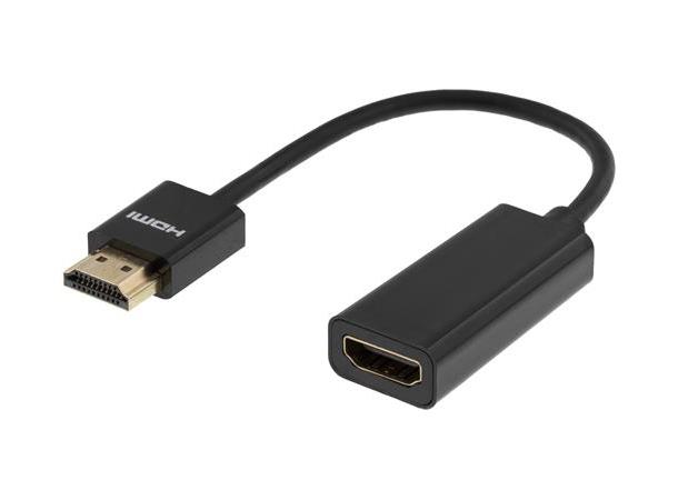 HDMI-kabel Forlenger, 10cm 4K, UltraHD @ 60Hz, 19-pin M/F, svart