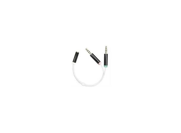 Headsetadapter for PC/laptop 2x3,5mm (mic+audio) M -> 1x3,5mm 4-pin F