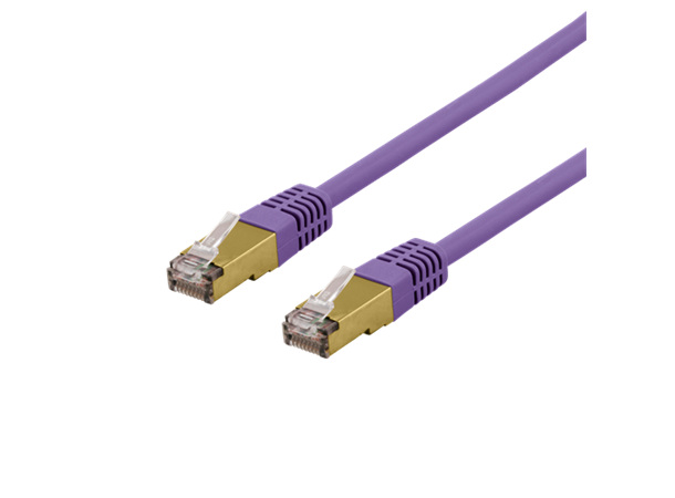 Nettverkskabel S/FTP Cat6a 0,3m lilla 0,3m, 500MHz Delta-certified, PIMF, LSZH