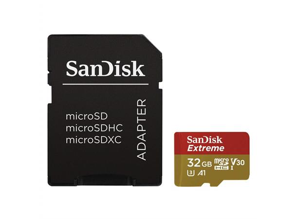 SANDISK Extreme microSDHC 32GB 4K-GoPro, A1/V30/UHS-I U3, 100/60MB/s