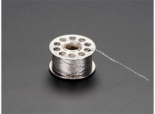 Stainless Thin Conductive Thread, 23 m 0,2mm thick, 2 ply, 1.3 ohm per inch