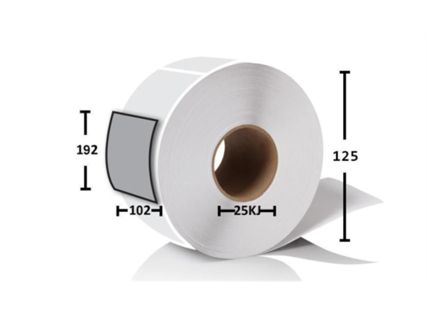 Termoprint-etiketter med lim (102x192mm) Postetikett B25, Rull à 350 stk