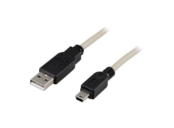 USB 2.0 kabel A - mini-B M/M 0,5m USB til Mini USB, grå