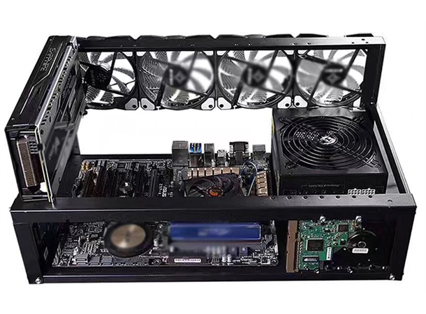DIY Mining-Rig i stål for 6 GPU'er For opp til 6 skjermkort