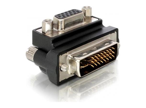 DeLOCK DVI-I til VGA-adapter vinklet 24+5 ha - 15-pin hu, Sort