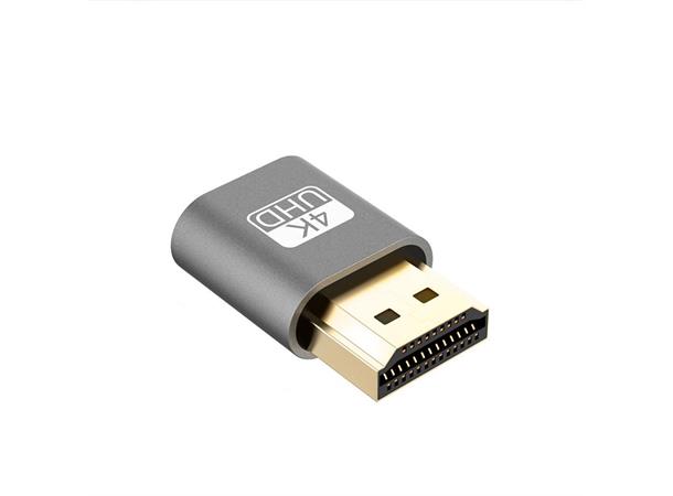 HDMI Virtual Display DDC EDID Dummy Plug Grå, 4K og FullHD, Win/Linux/MacOS