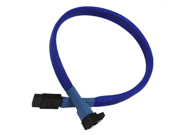 SATA III, 1 rett og 1 vinklet kontakt Kabelstrømpe, 45 cm, Blå