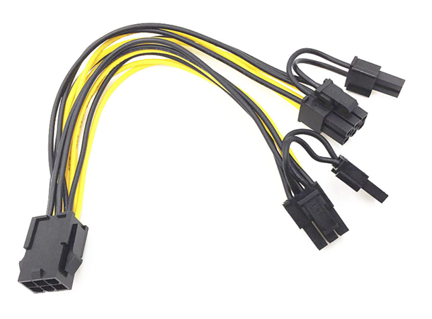 Strømkabel 6pin til 2x8pin (6+2) (PCI-E) 20cm