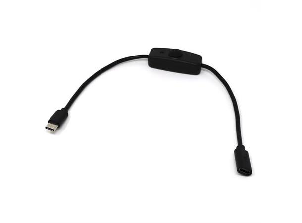 USB-C Forlengerkabel med Av/På bryter 31cm, Flott til Raspberry Pi 4B