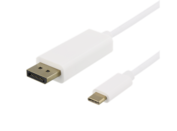USB-C han -> DisplayPort han kabel 1m 1m, Hvit, max oppl. 4K@60Hz