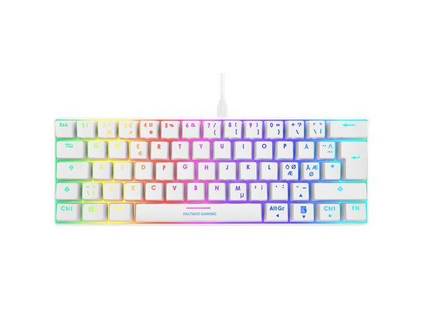 DG Mini WK85B Mekanisk Tastatur, Brown Hvit, Nordisk (60% / 62 keys), RGB