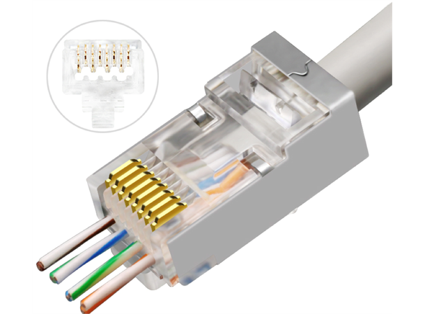 Nettverk RJ45-plugg STP Cat6a - 100stk 50µ gull kontakter for 26/7AWG kabel
