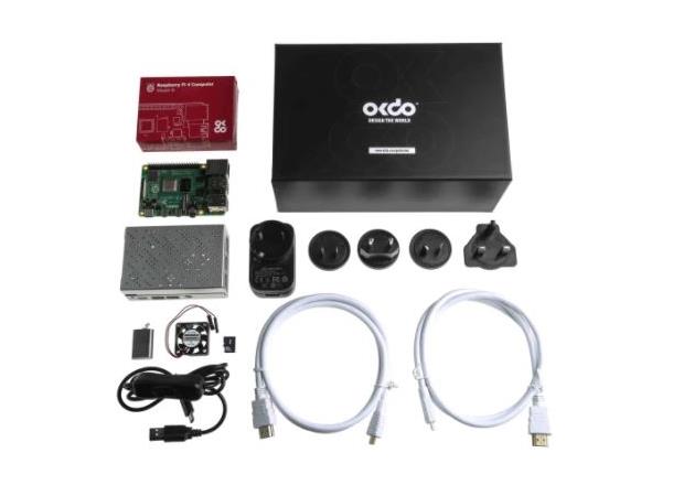 Raspberry Pi4 4GB Kit, Avansert PSU, Alu Fan case, Noobs 32GB, 2x HDMI