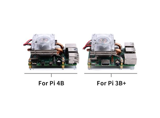 52Pi Pi4 CPU-kjøler, ICE-Tower, Sølv C-type (lavprofil), inkl thermal pads