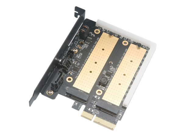 Akasa PCIex4 M.2 SSD-adapter, RGB For 2 stk M.2 SSD (M key/B+M key), sort