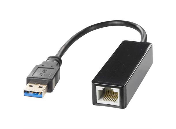 DELTACO USB 3.0 GbLAN Nettverksadapter Svart, RJ45 - USB3.0, Mac-Linux-Windows