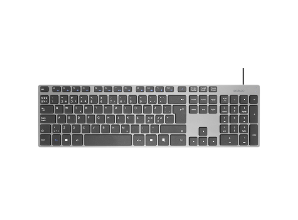 Deltaco Lav-Profil Tastatur Konstruksjon i aluminium - 1,8m kabel