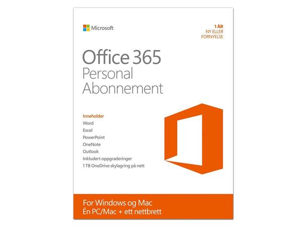 Microsoft Office 365 Person 32/64bit ESD 1 PC /Mac, 1 år, alle språk. 1TB OneDriv