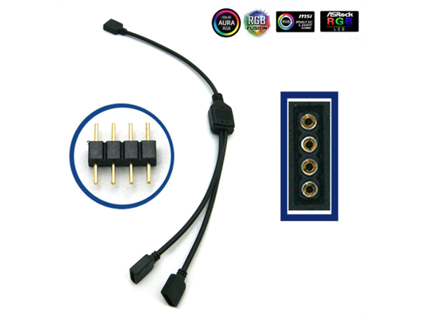 RGB 2-Way Splitter Cable 30cm 4-pins 12V RGB, 30cm Y-splitt