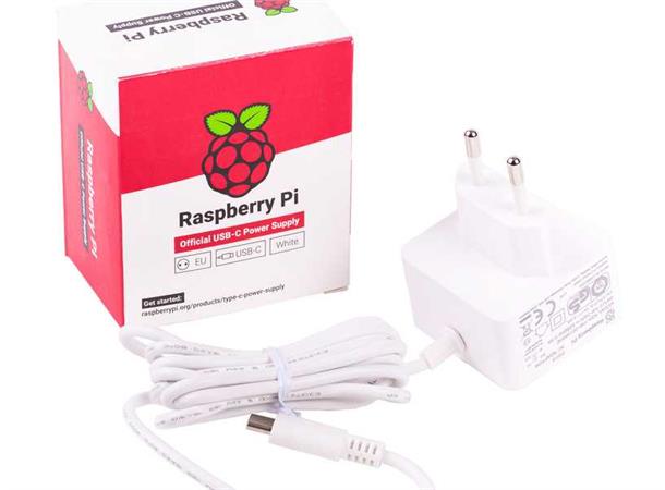 Raspberry Pi 4 15.3W USB-C PSU, White - Official Raspberry Pi 4 Power Supply