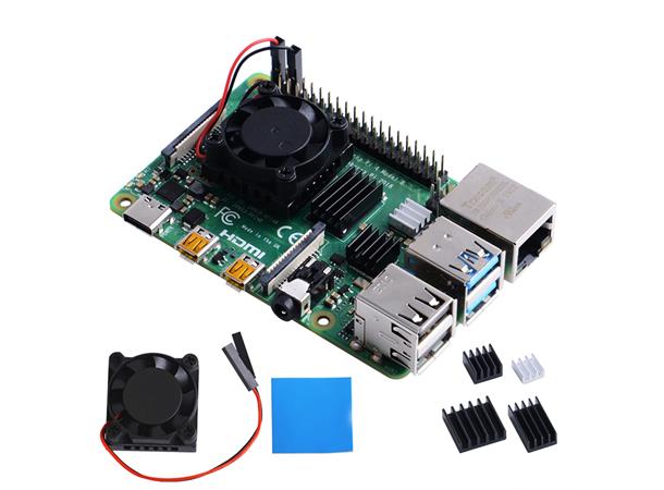 Raspberry Pi 4 aktiv kjøler og heatsinks heatsink til CPU, RAM-, USB- og LAN-chip
