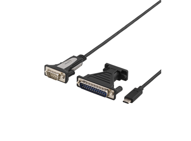 USB-C til COM-port, RS-232 (DB9 & DB25) FTDI FT232RL brikkesett, Win7/8/10 & Mac