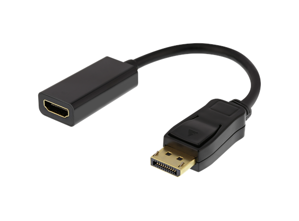 Adapter DP - HDMI 2.0 (4K@60Hz), Svart 0,2m, DP++, HDCP 2.2, 21.6 Gbps