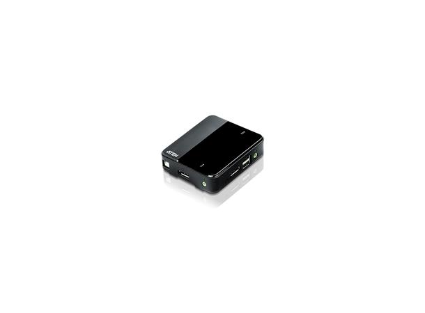 Aten 4K KVM 2-PC 1-Bruker, Switch Box Displayport, 3.5mm, USB, UHD, (CS782DP)